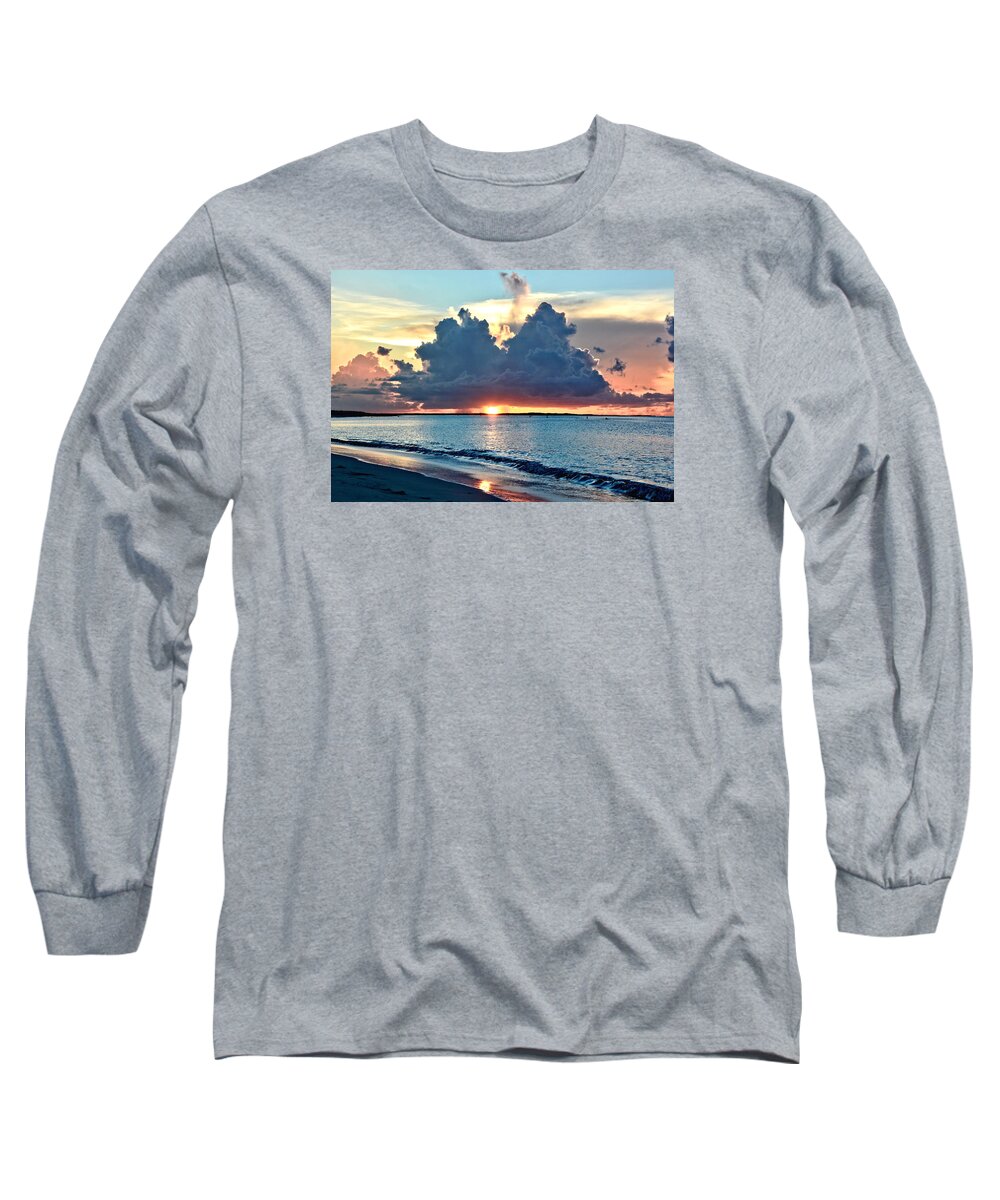 Sunset Long Sleeve T-Shirt featuring the photograph Turks and Caicos Grace Bay Beach Sunset by Amy McDaniel