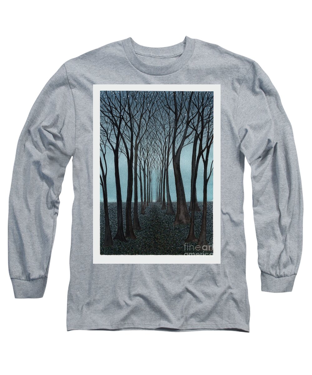 Fantasy Long Sleeve T-Shirt featuring the painting Twilight Forest by Hilda Wagner