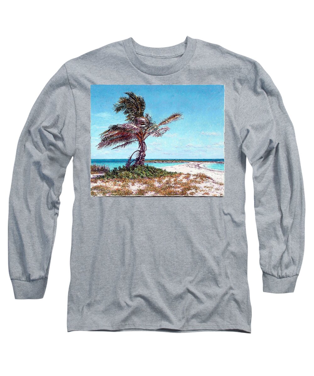 Eddie Long Sleeve T-Shirt featuring the painting Twin Cove Palm by Eddie Minnis