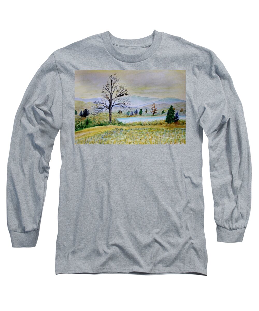 Country Long Sleeve T-Shirt featuring the painting Two Tracking by Dick Bourgault