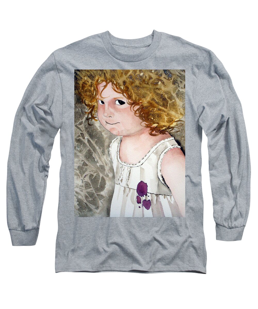 Child Long Sleeve T-Shirt featuring the painting Uh Oh Watercolor by Kimberly Walker