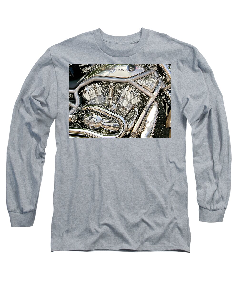 Motorcycles Long Sleeve T-Shirt featuring the photograph V-rod titanium by Mark Alesse
