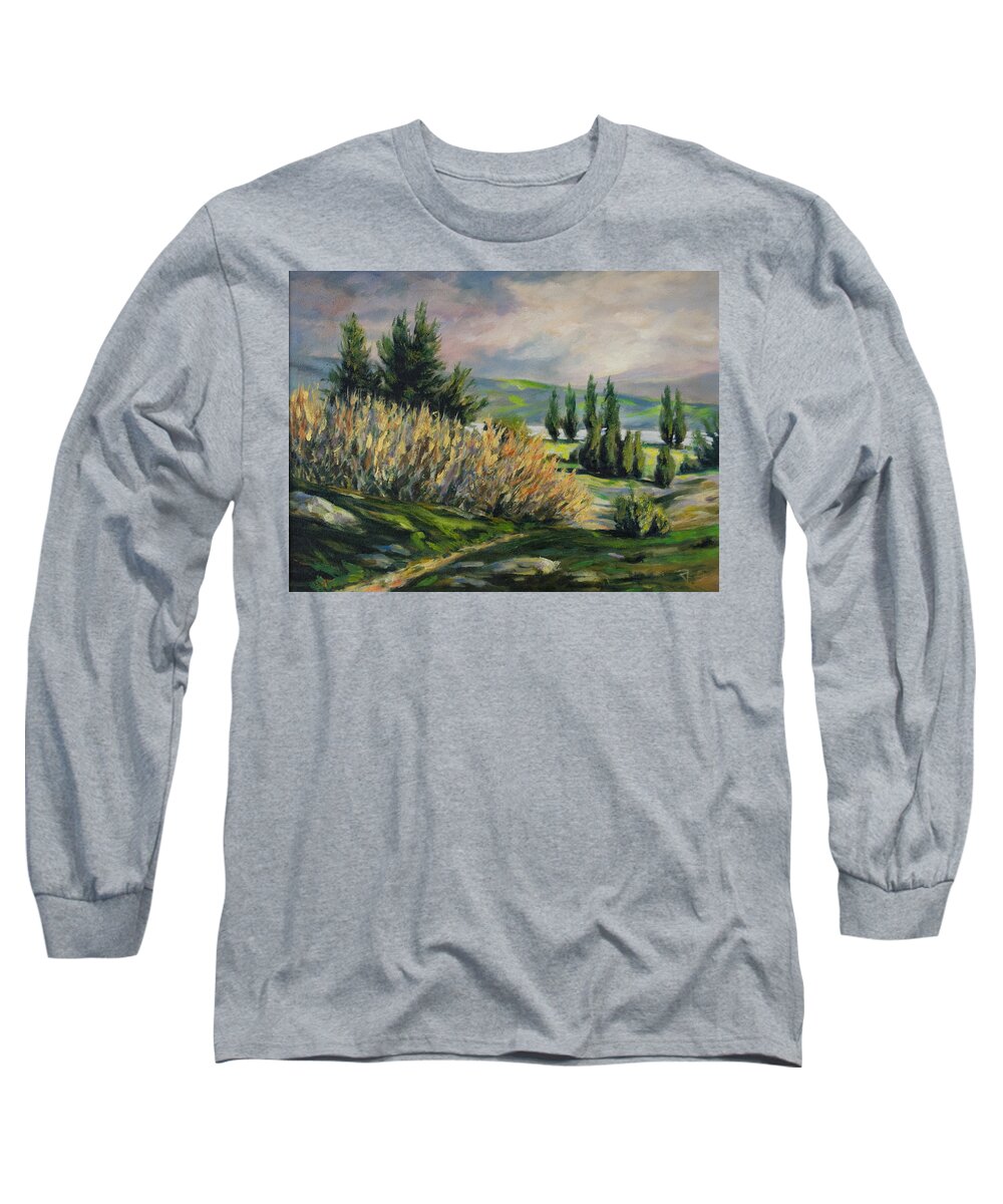 Trees Long Sleeve T-Shirt featuring the painting Valleyo by Rick Nederlof