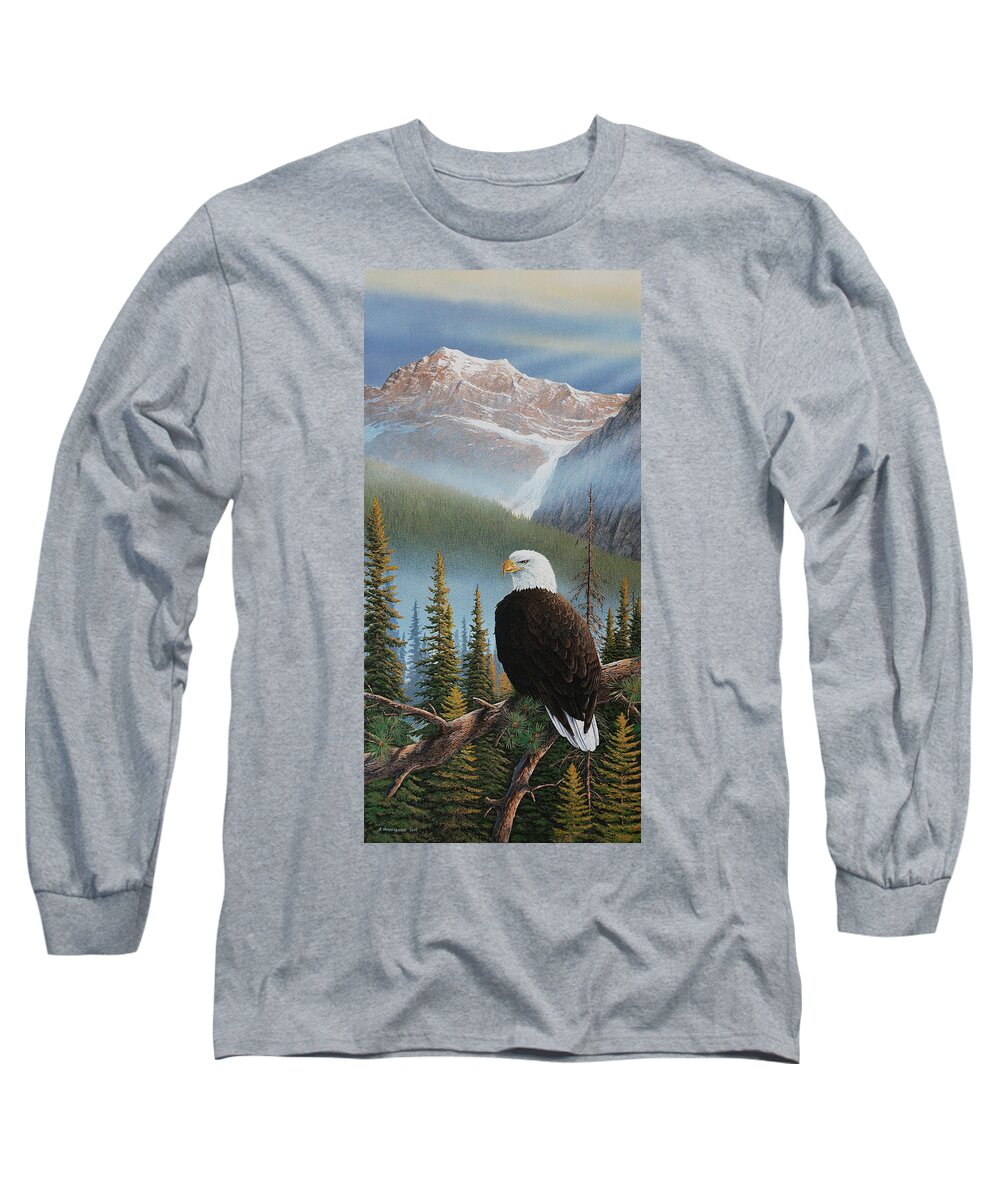 Eagle Long Sleeve T-Shirt featuring the painting Vantage Point by Jake Vandenbrink