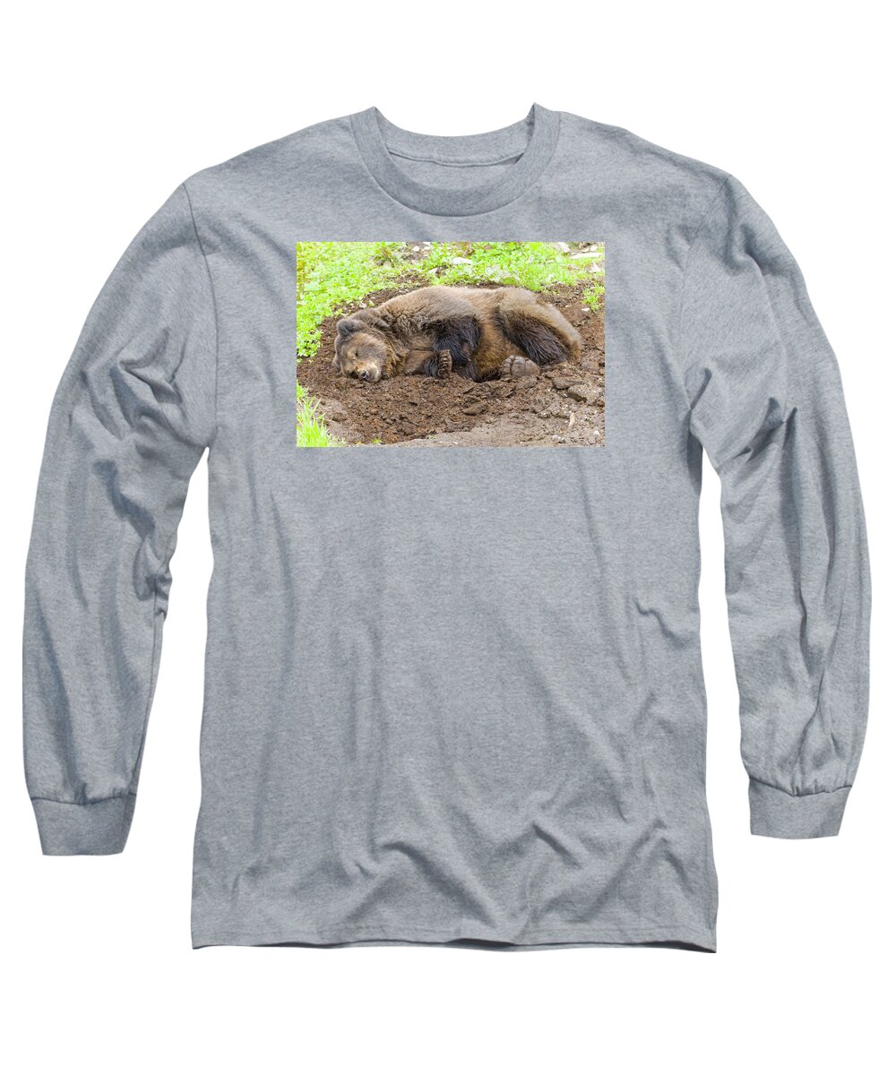 Wildlife. Brown Long Sleeve T-Shirt featuring the photograph Veggin Out by Harold Piskiel