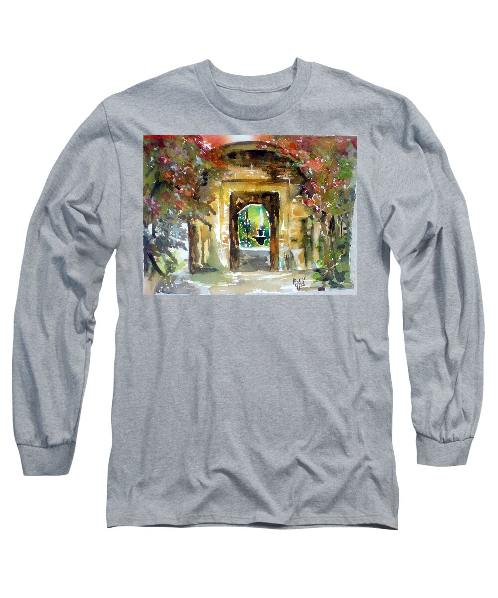 Venetian Long Sleeve T-Shirt featuring the painting Venetian Gardens by AHONU Aingeal Rose
