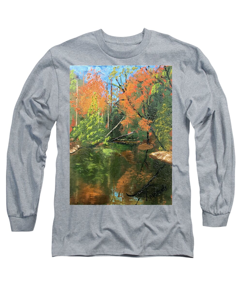 Creek River Long Sleeve T-Shirt featuring the painting View of Creek from Lake Huron by Michael Daniels