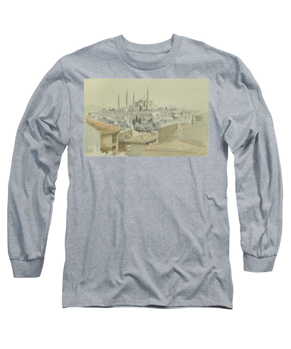 Count Amadeo Preziosi (valetta 1816 - Istanbul 1882) Long Sleeve T-Shirt featuring the painting View of the Suleymaniye by Amadeo Preziosi