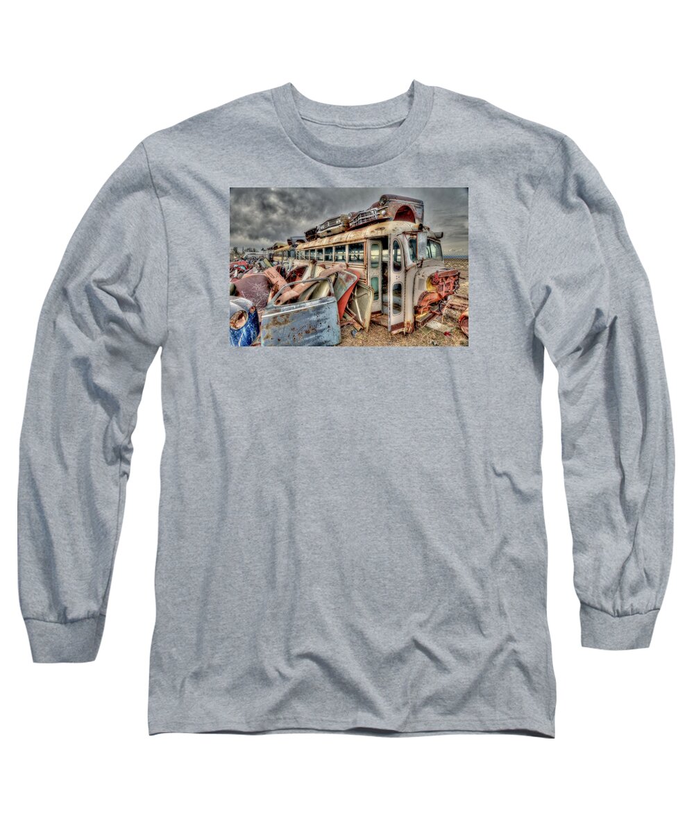 Salvage Yard Long Sleeve T-Shirt featuring the photograph Vintage Bus by Craig Incardone