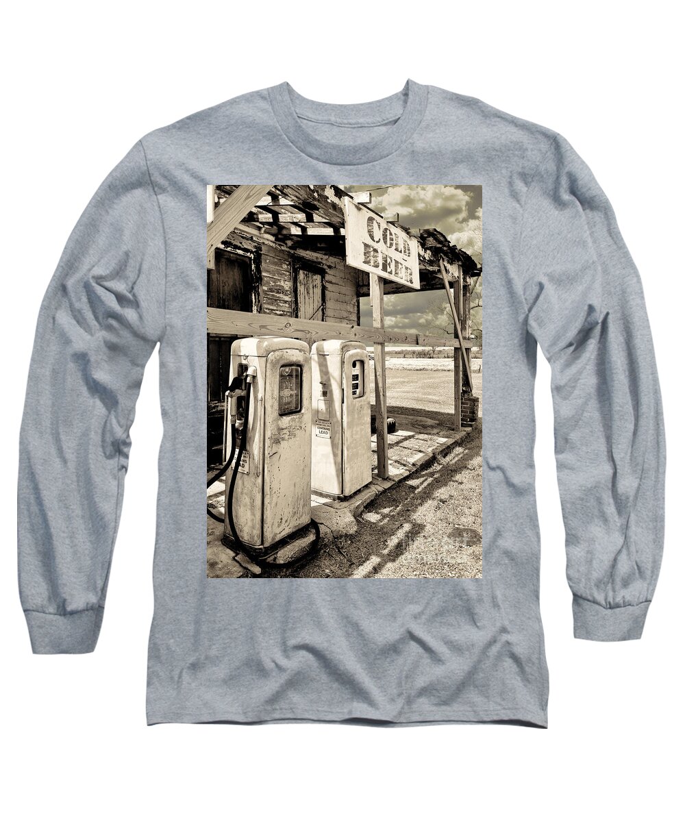 Mancave Long Sleeve T-Shirt featuring the painting Vintage Retro Gas Pumps by Mindy Sommers