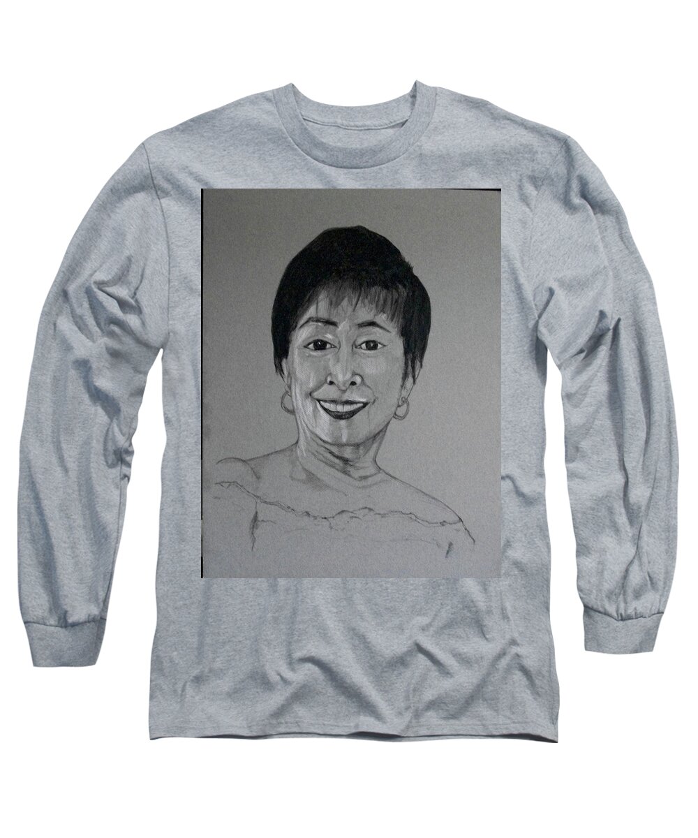 Custom Portrait Long Sleeve T-Shirt featuring the drawing Vita Custom Portrait by Michelle Gilmore