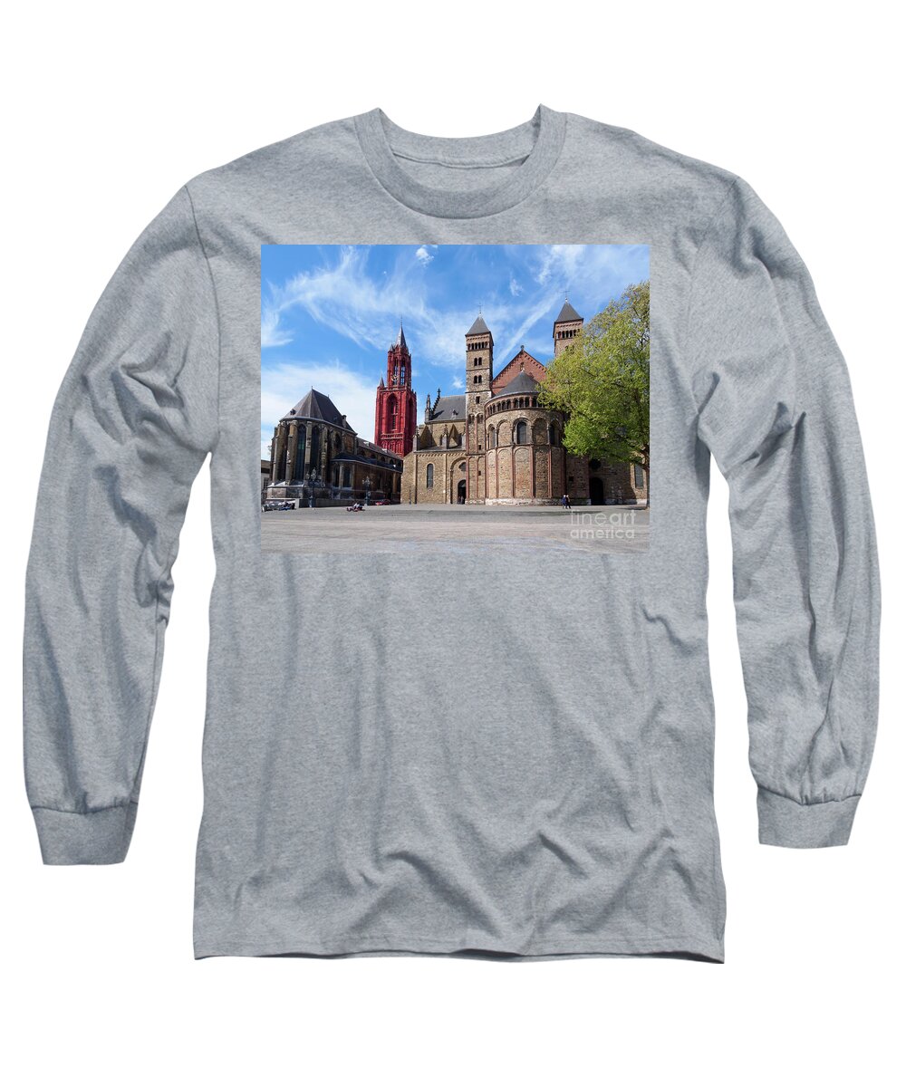 Het Vrijthof Long Sleeve T-Shirt featuring the photograph Vrijthof with Saint John's Church and Saint Servatius Basilica by Louise Heusinkveld
