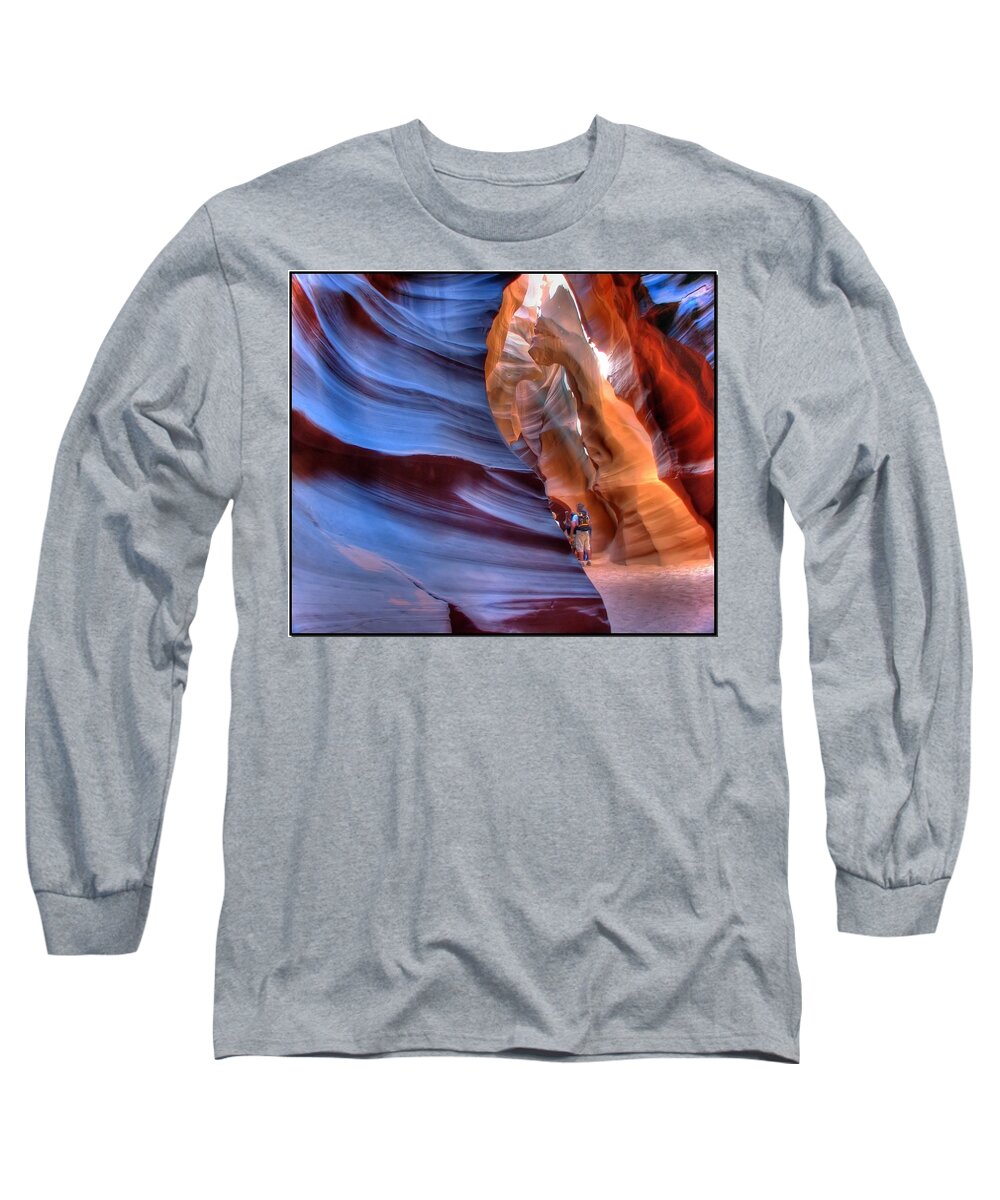 Antelope Long Sleeve T-Shirt featuring the photograph Walking in Antelope Canyon by Farol Tomson
