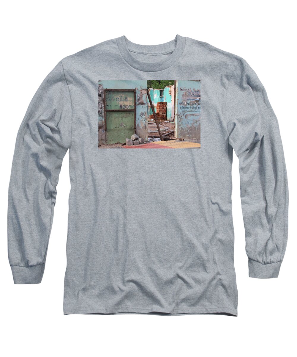 Cochin Long Sleeve T-Shirt featuring the photograph Wall, Door, Open Space in Kochi by Jennifer Mazzucco