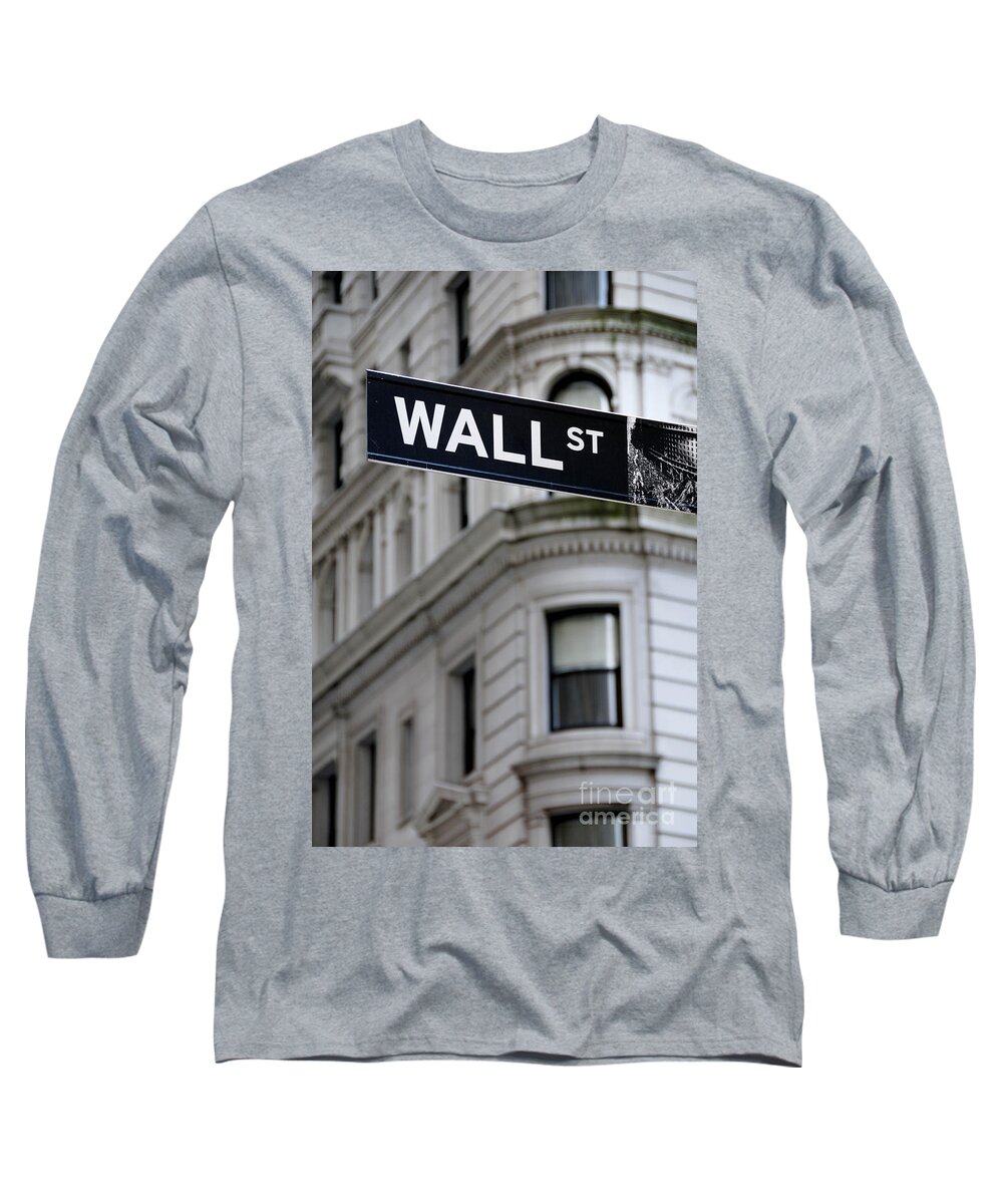 Financial District Long Sleeve T-Shirt featuring the photograph Wall Street New York City Financial District by Amy Cicconi