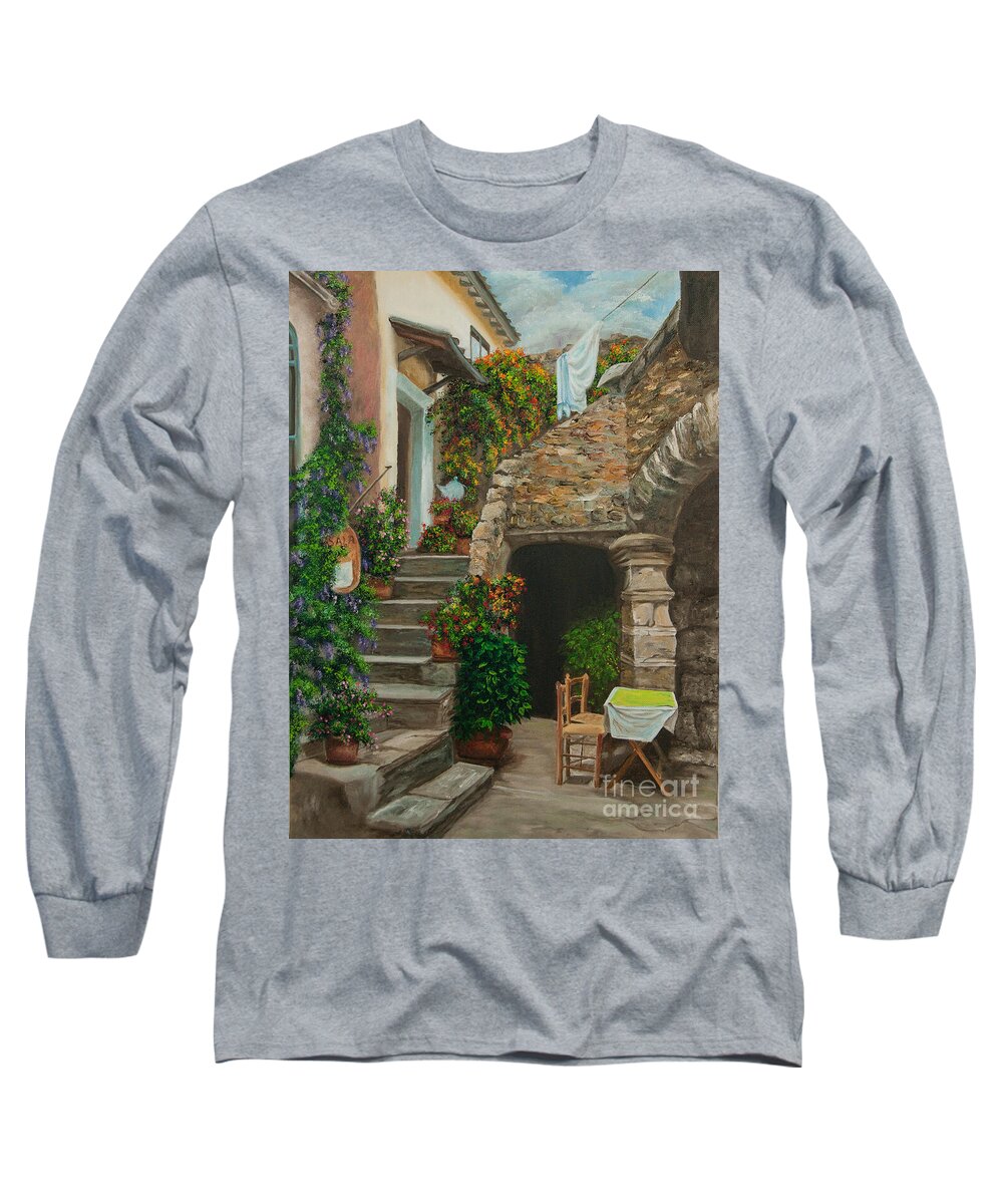 Italian Painting Long Sleeve T-Shirt featuring the painting Wash Day by Charlotte Blanchard