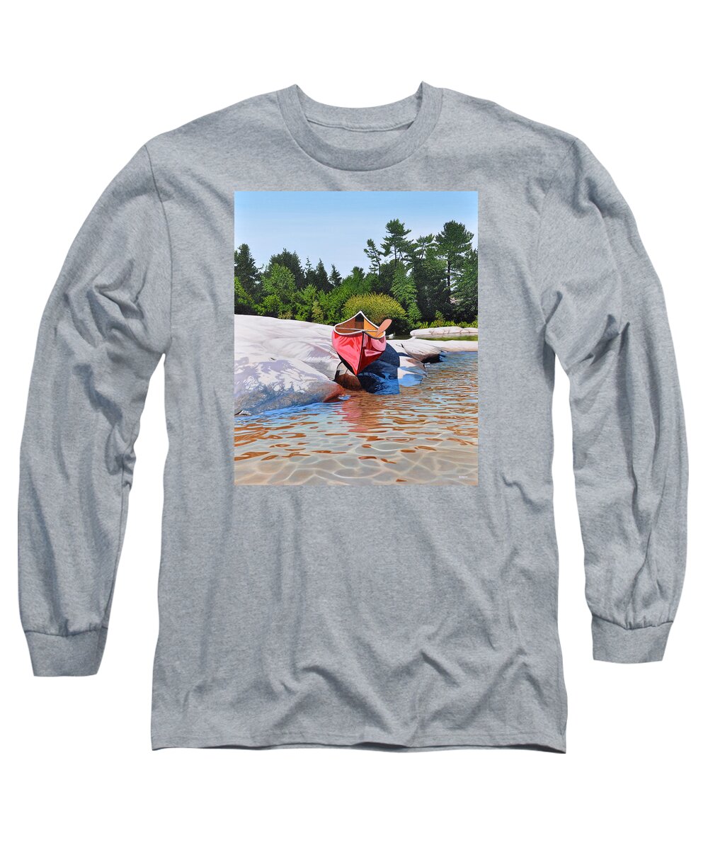 Georgian Bay Long Sleeve T-Shirt featuring the painting Waters Edge by Kenneth M Kirsch