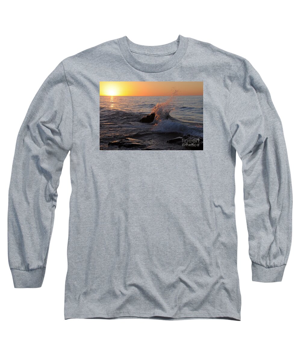 Sunrise Long Sleeve T-Shirt featuring the photograph Waves at Sunrise by Sandra Updyke