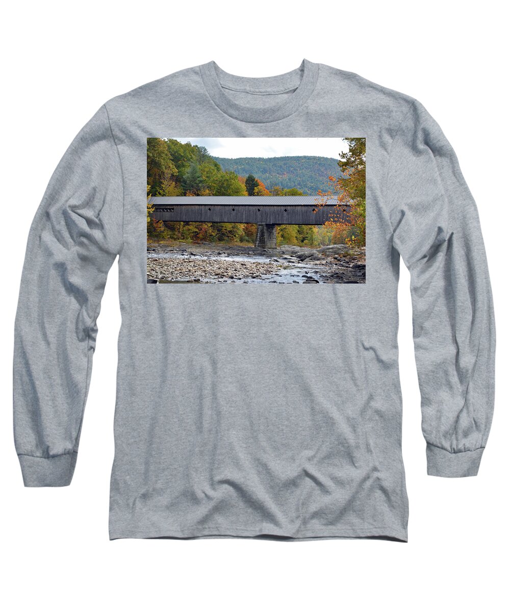West Dummerstin Long Sleeve T-Shirt featuring the photograph West Dummerston Covered Bridge by Carolyn Mickulas
