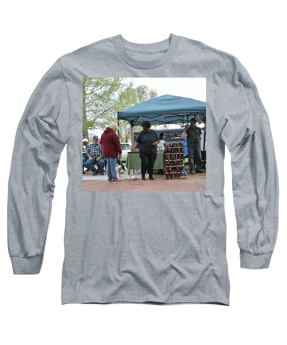 Fun & Games At The Car Show Long Sleeve T-Shirt featuring the photograph White Ferret car show by Jack Pumphrey