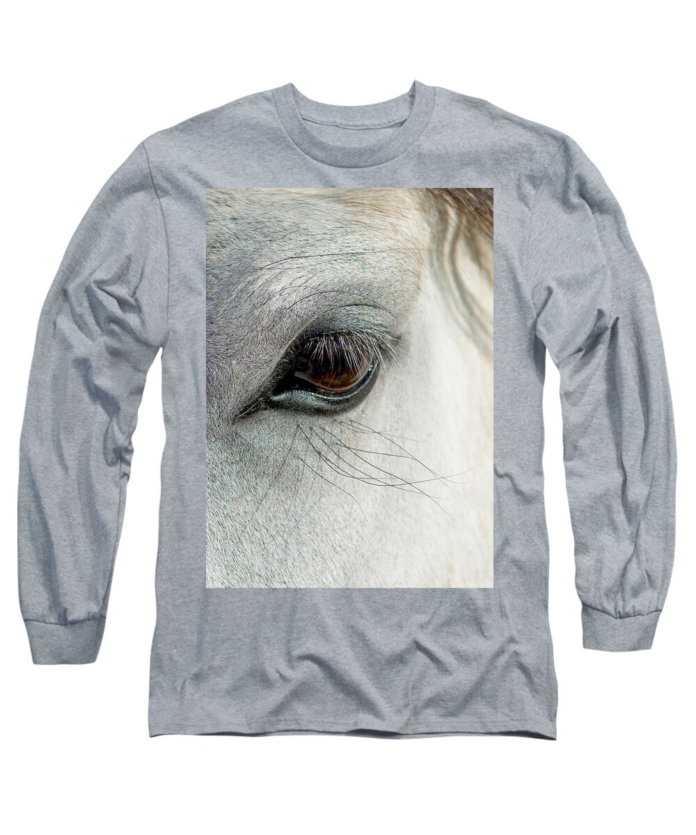 Horse Long Sleeve T-Shirt featuring the photograph White Horse Eye by Andreas Berthold