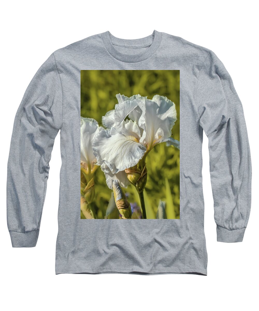 Iris Long Sleeve T-Shirt featuring the photograph White Iris June 2016. by Leif Sohlman