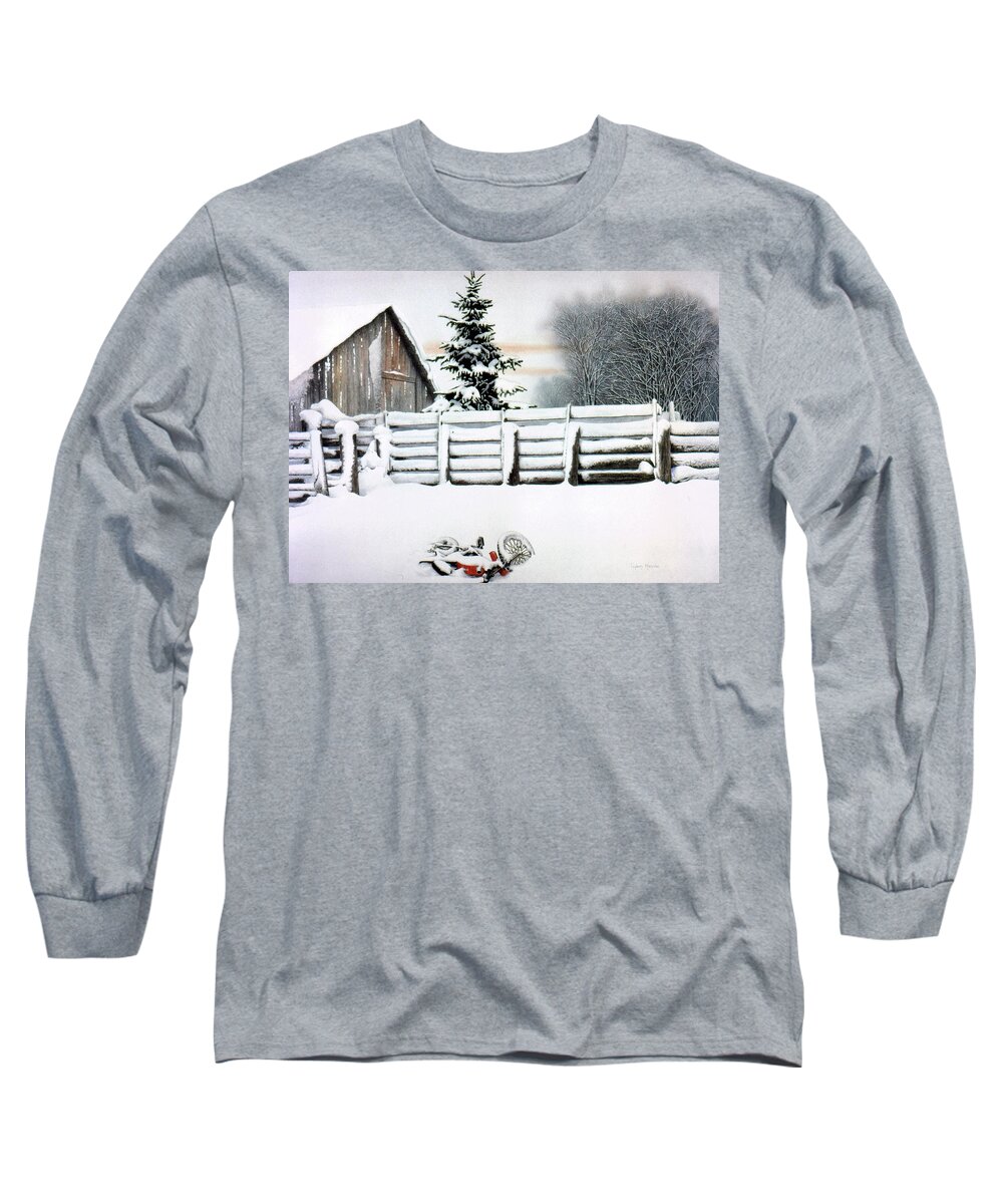 Snow Long Sleeve T-Shirt featuring the painting White Magic by Conrad Mieschke