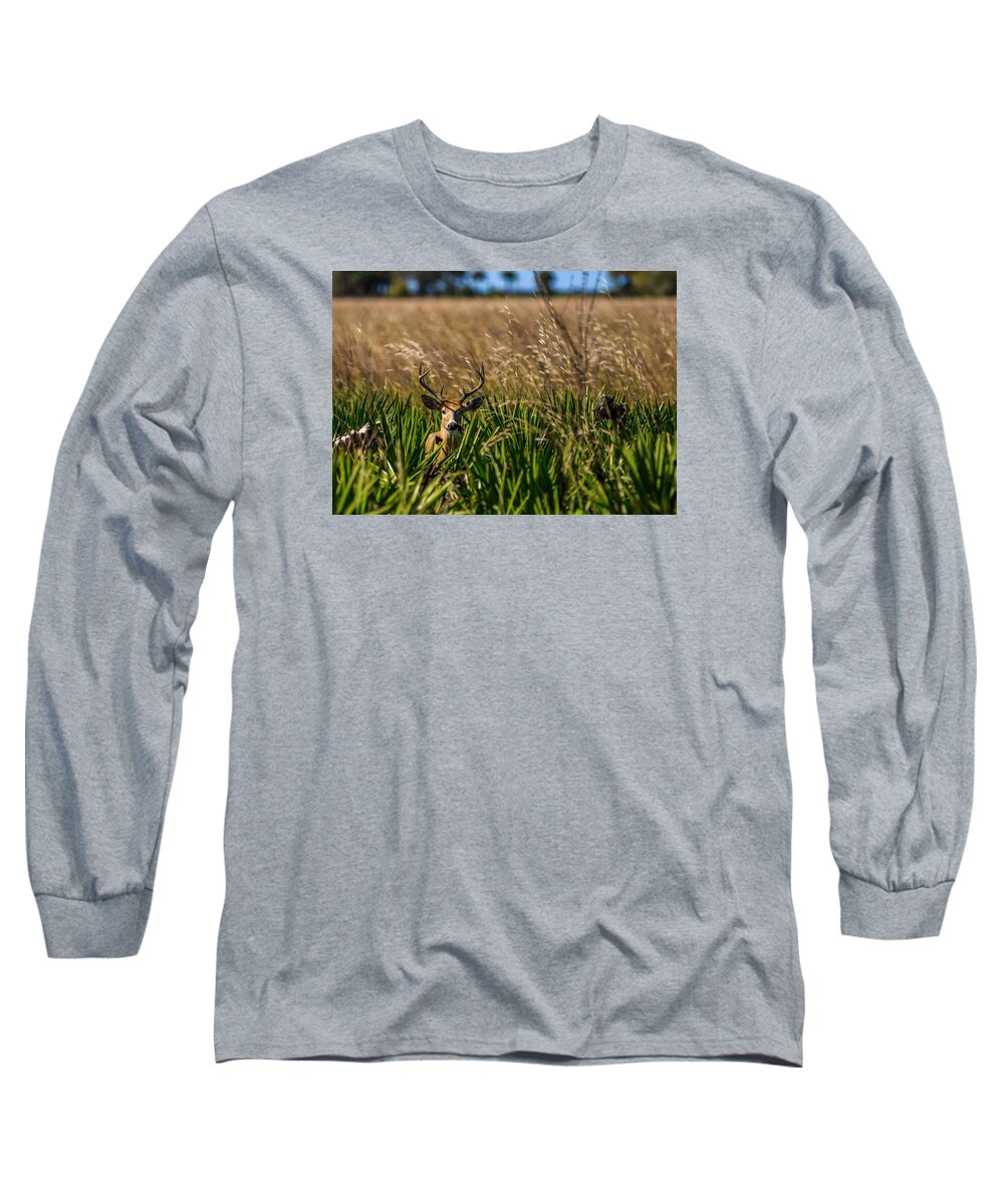 White Tail Long Sleeve T-Shirt featuring the photograph Whitetail by Christopher Perez