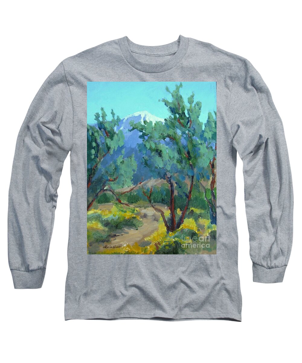 Landscape Long Sleeve T-Shirt featuring the painting Whitewater Preserve Palm Springs by Maria Hunt