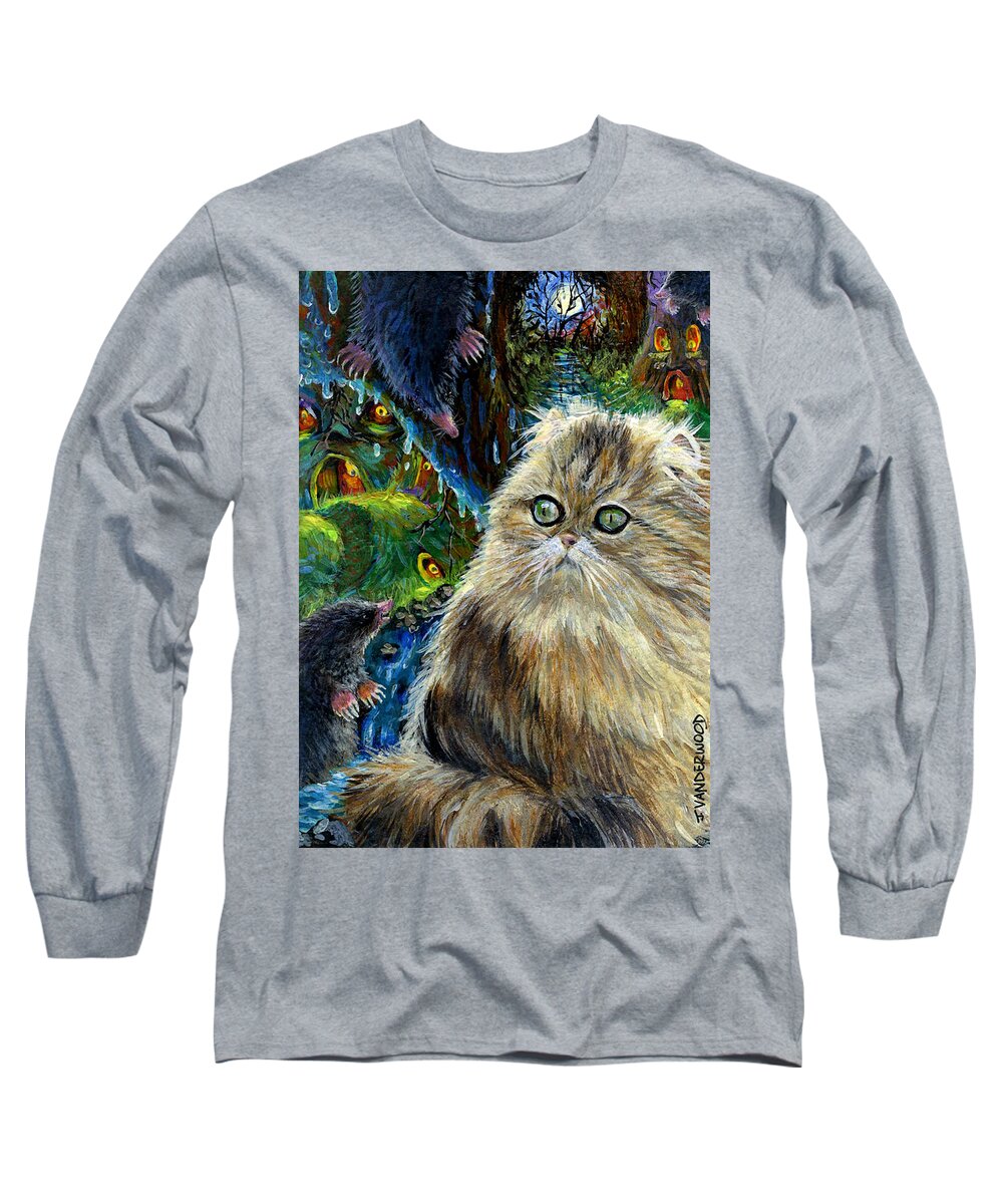 Cat Long Sleeve T-Shirt featuring the painting Who Let the Cat In by Jacquelin L Westerman