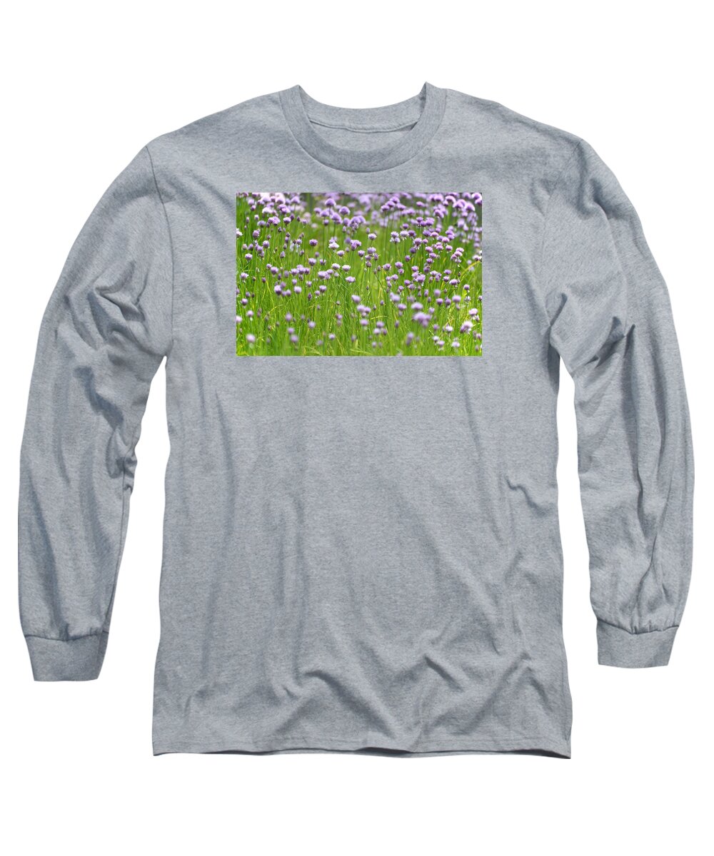 Chives Long Sleeve T-Shirt featuring the photograph Wild Chives by Chevy Fleet