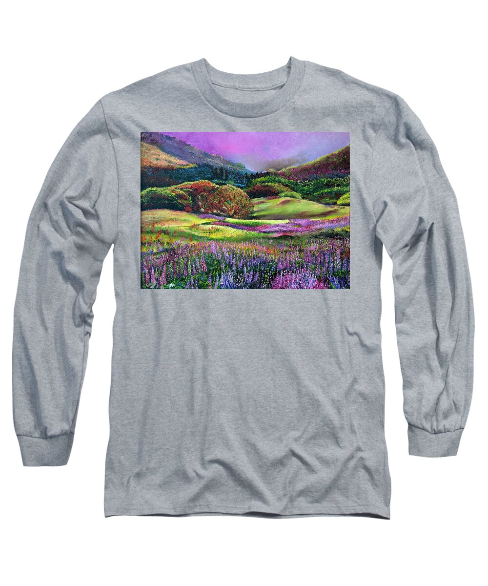 Landscape Long Sleeve T-Shirt featuring the painting Wild Flowers by Terry R MacDonald