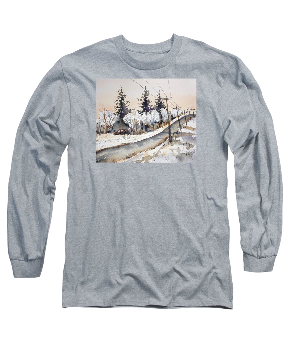 Winter Long Sleeve T-Shirt featuring the painting Willow Springs Road by Lynne Haines