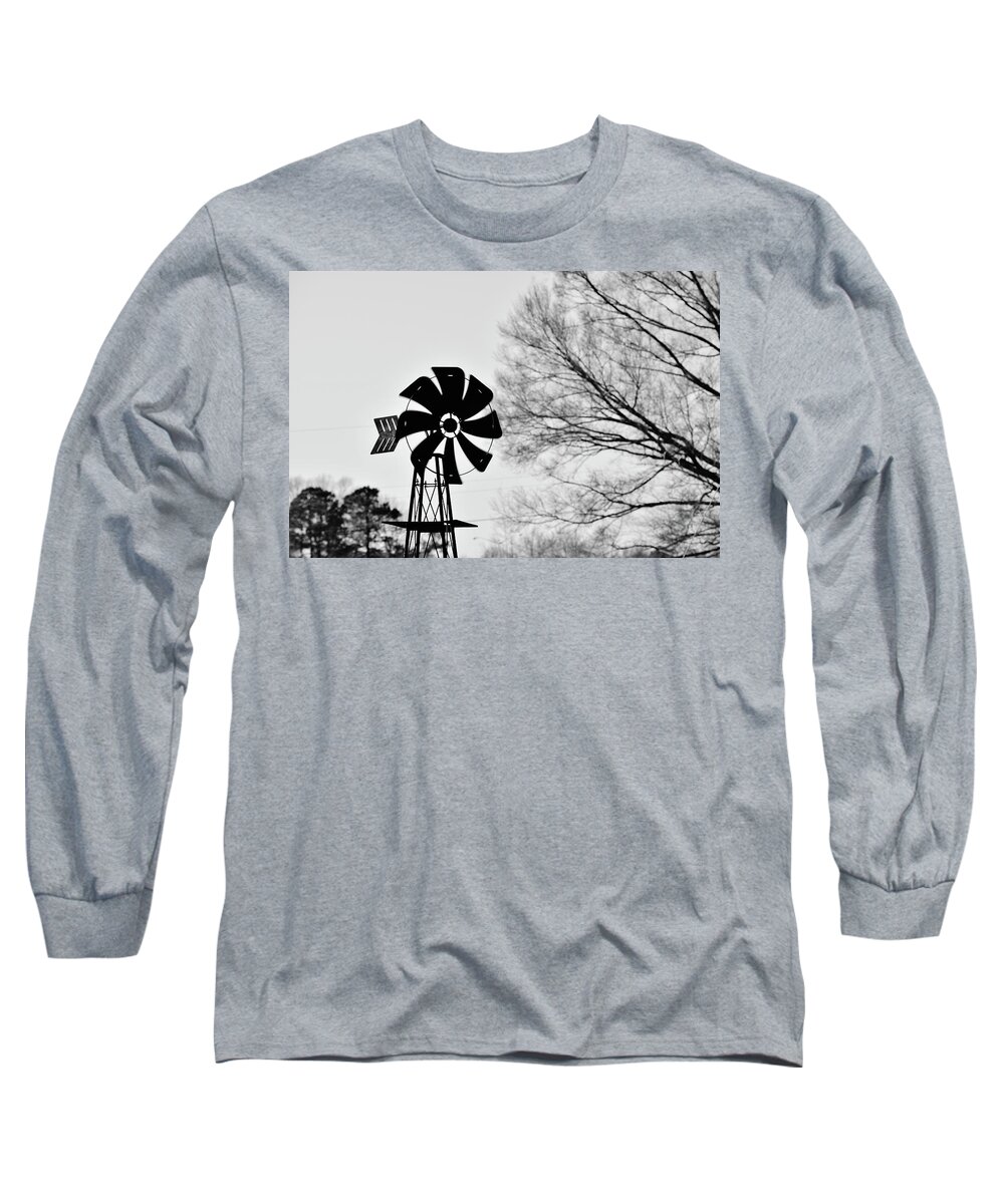 Windmill Long Sleeve T-Shirt featuring the photograph Windmill on the Farm by Nicole Lloyd