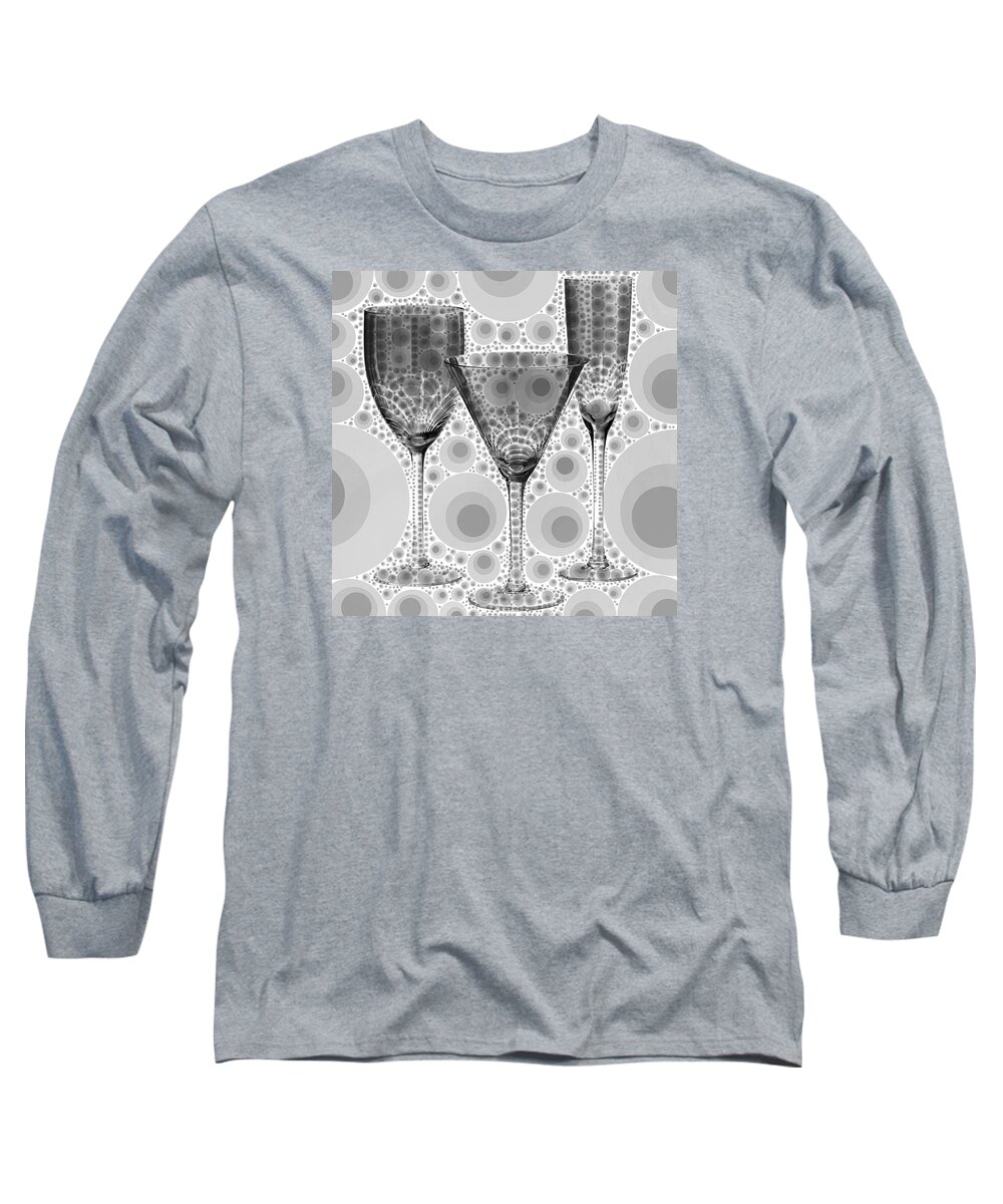 Wine Glasses Long Sleeve T-Shirt featuring the digital art Wine Glass Art-3 by Nina Bradica