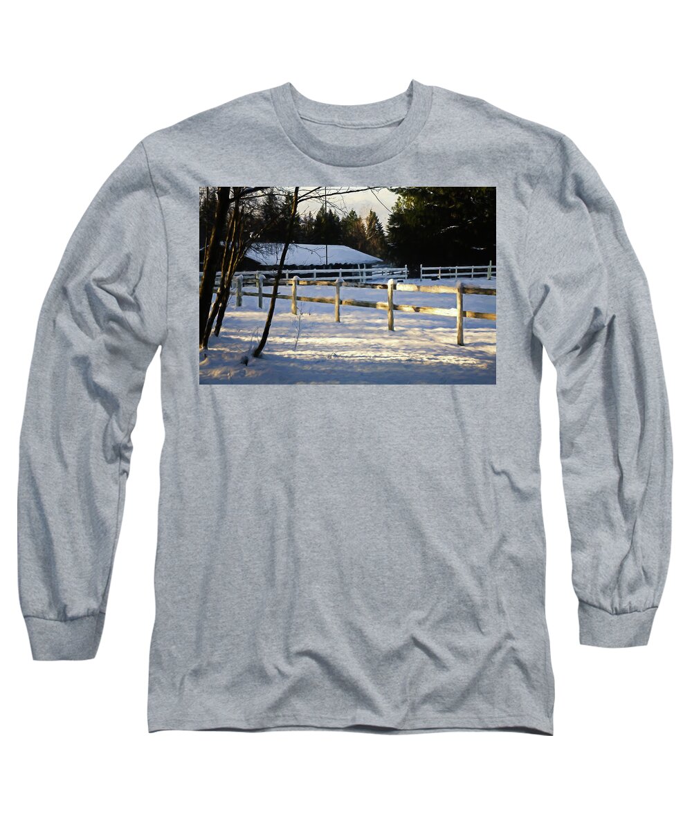 Farm Long Sleeve T-Shirt featuring the photograph Winter at the farm 365-285 by Inge Riis McDonald