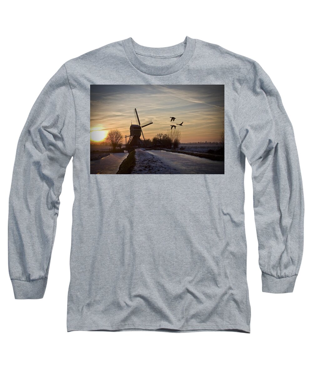 Dutch Long Sleeve T-Shirt featuring the photograph Winter in Holland-1 by Casper Cammeraat