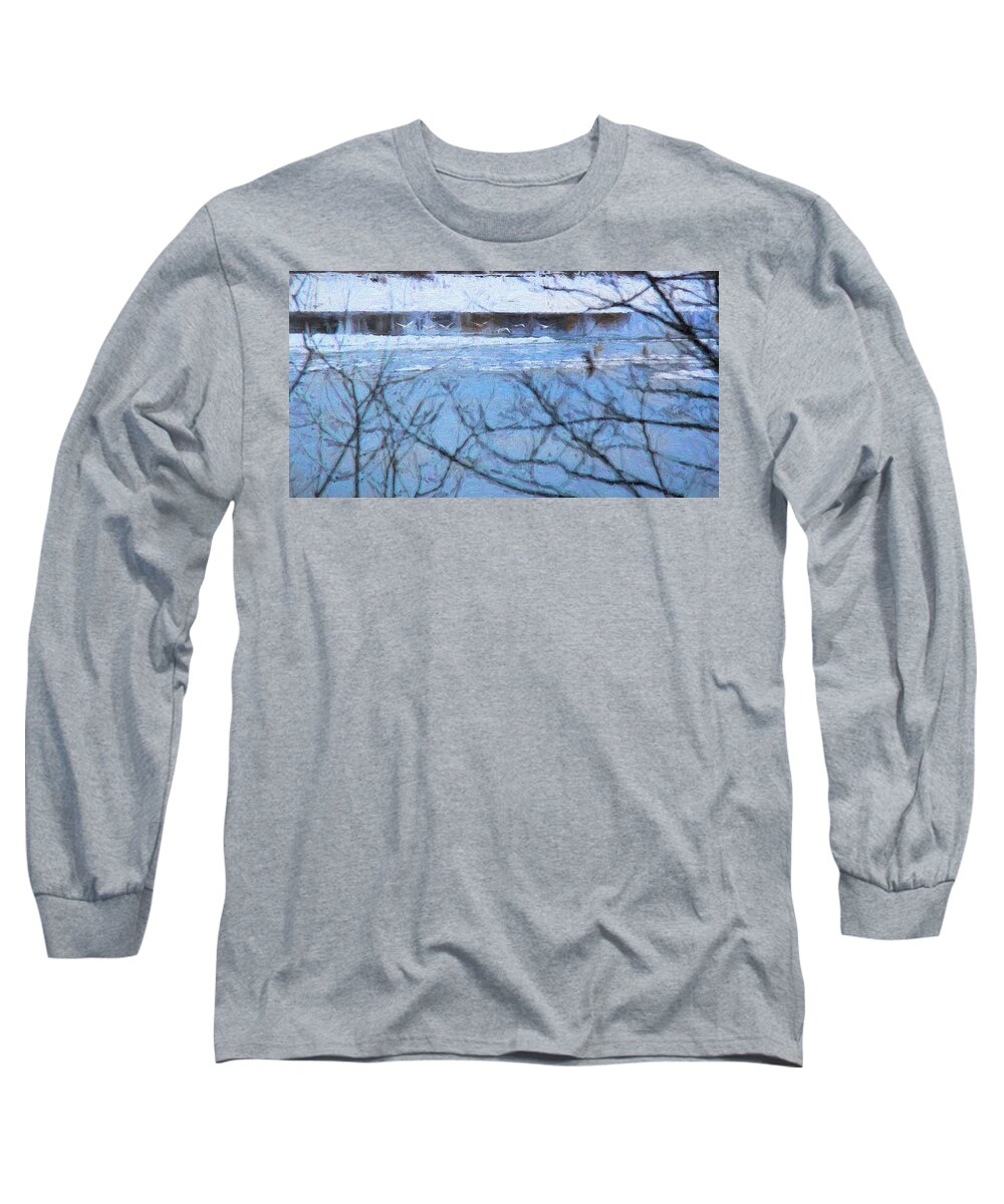 Water Long Sleeve T-Shirt featuring the photograph Winter River by Kathy Bassett