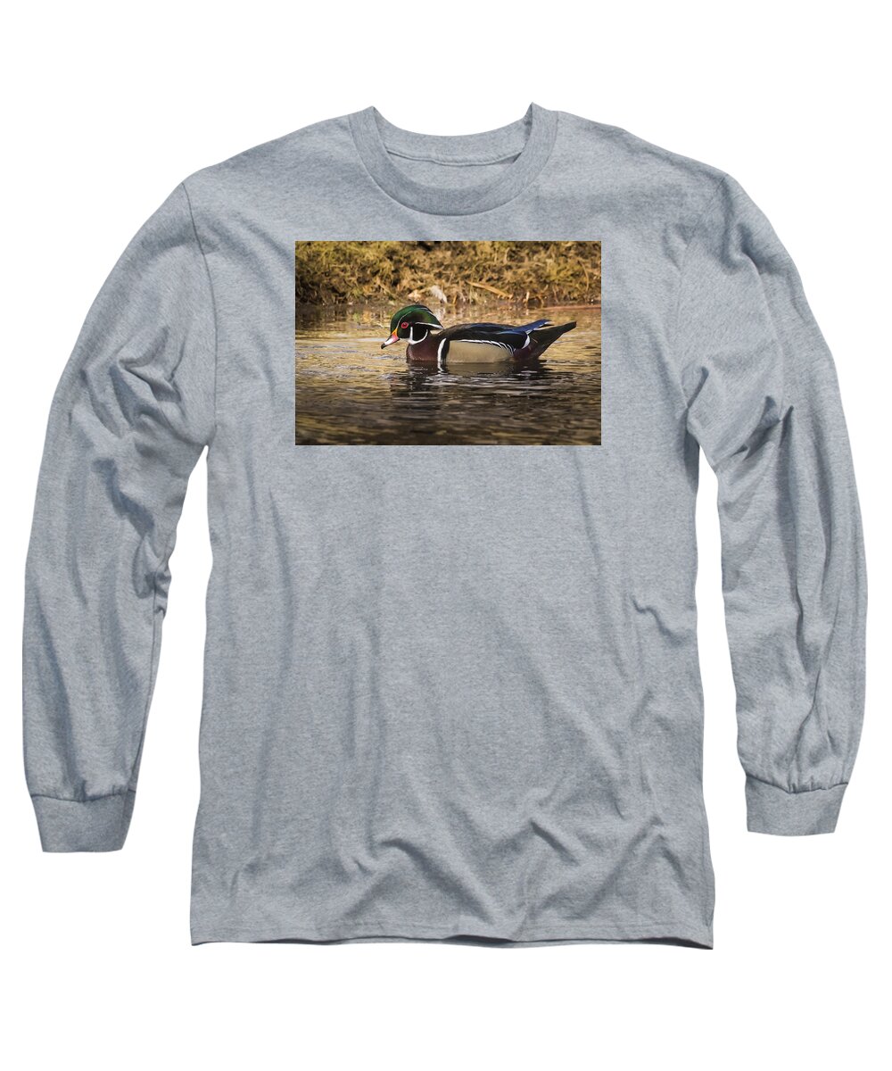 Duck Long Sleeve T-Shirt featuring the photograph Wood Duck by Janis Knight