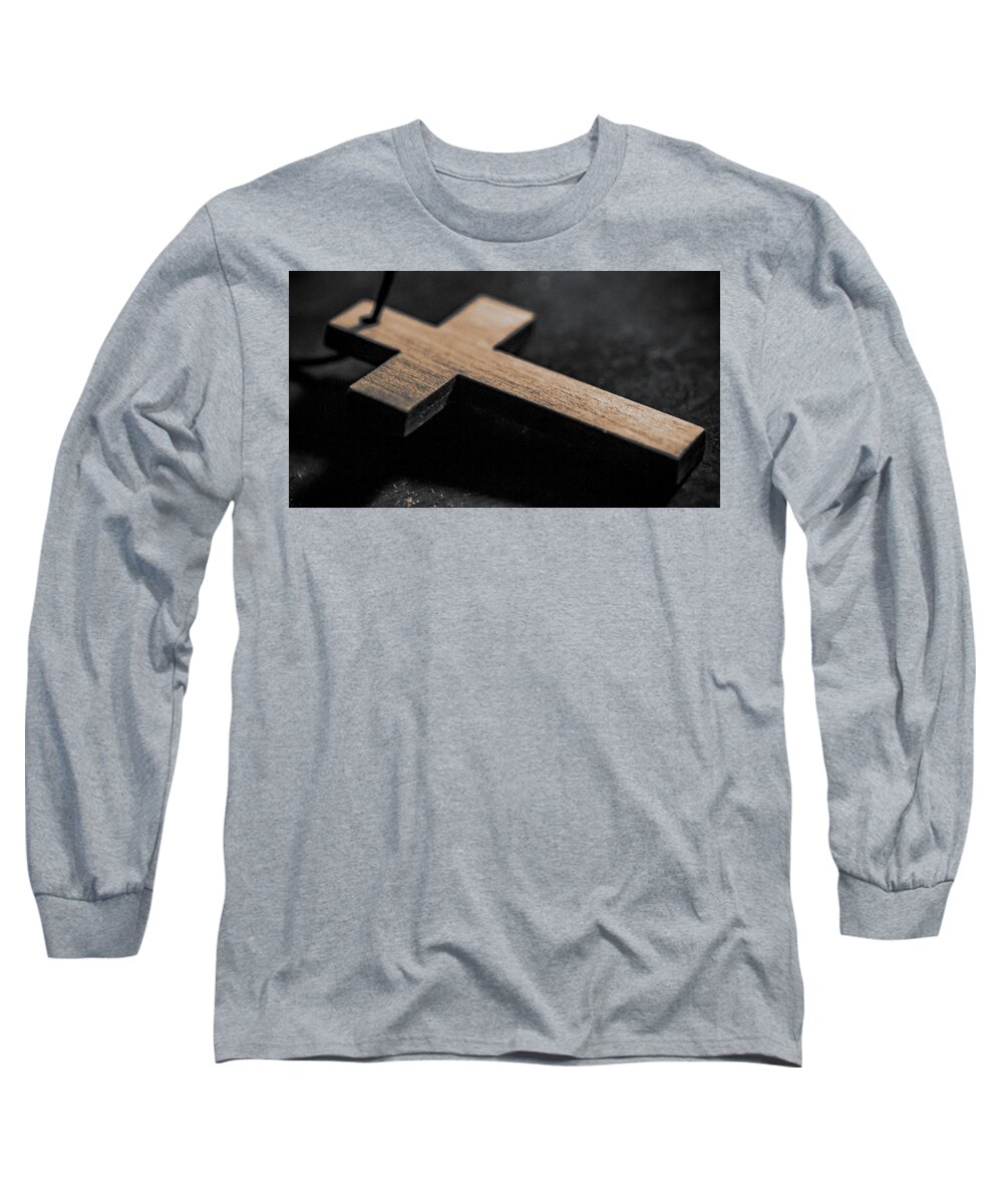 Cross Long Sleeve T-Shirt featuring the photograph Wooden Cross by Lonnie Paulson
