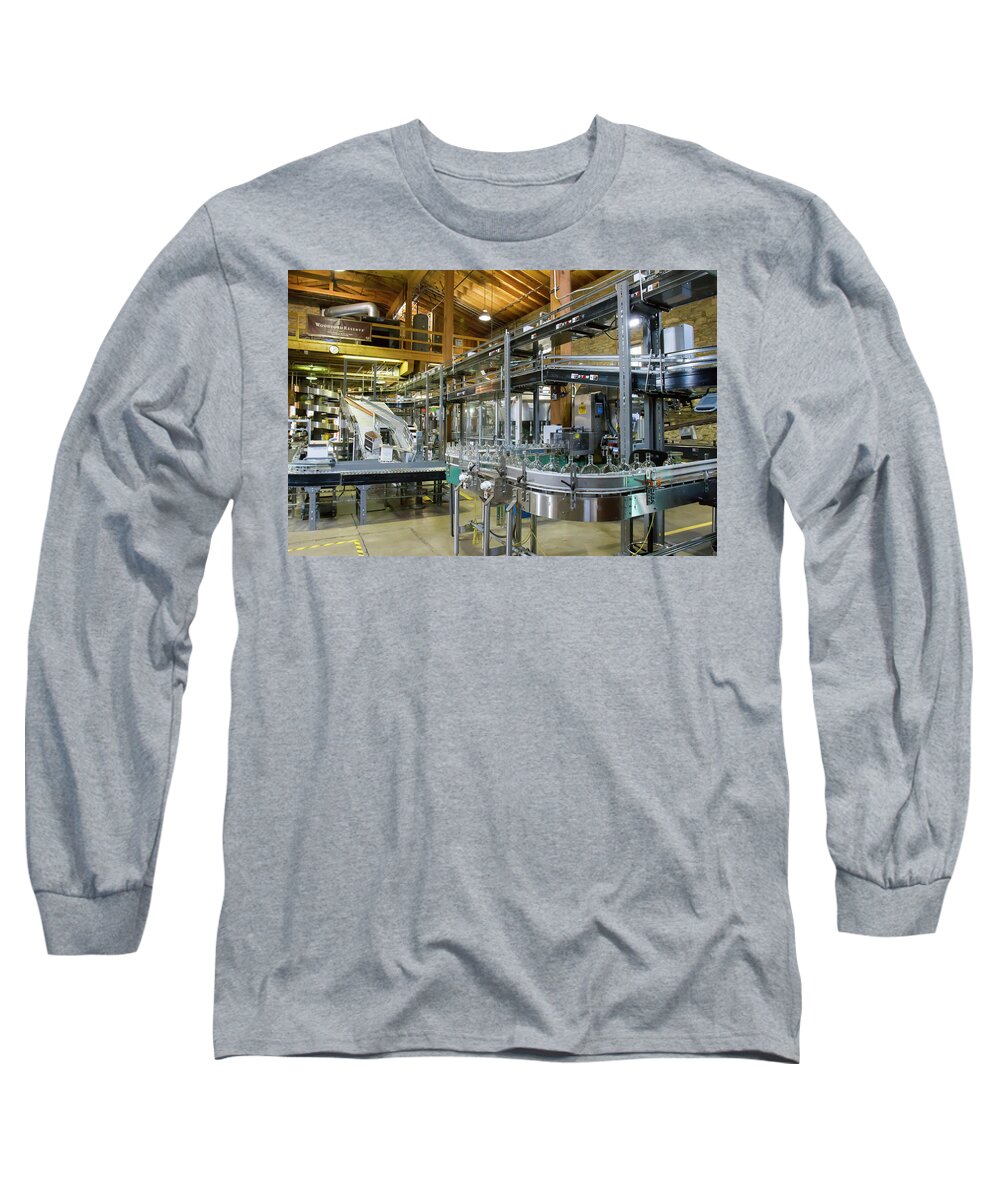 American Long Sleeve T-Shirt featuring the photograph Woodford Reserves bottling process by Karen Foley