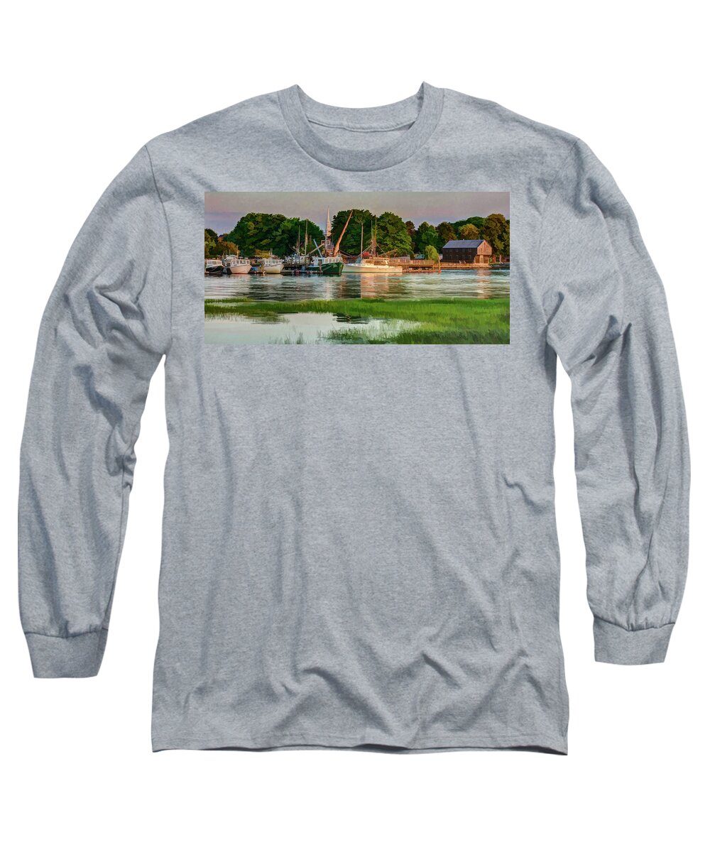 New England Long Sleeve T-Shirt featuring the photograph Working Waterfront by David Thompsen