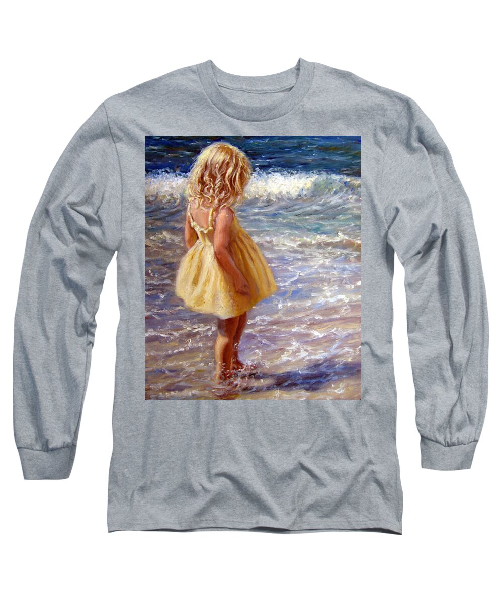 Yellow Dress Long Sleeve T-Shirt featuring the painting Yellow Sundress by Marie Witte