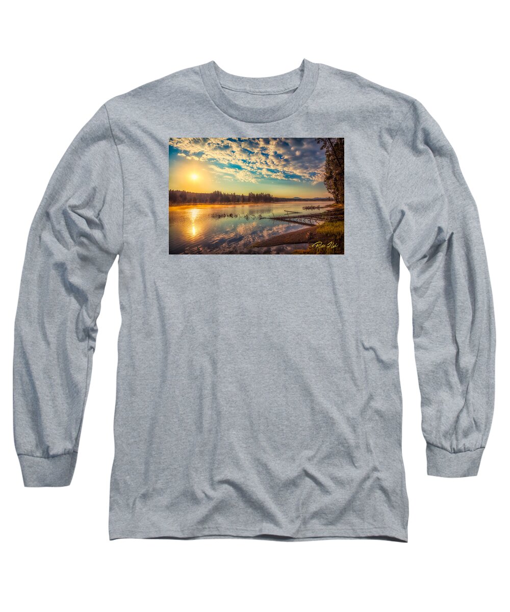 Flowing Long Sleeve T-Shirt featuring the photograph Yellowstone River at Sunrise by Rikk Flohr