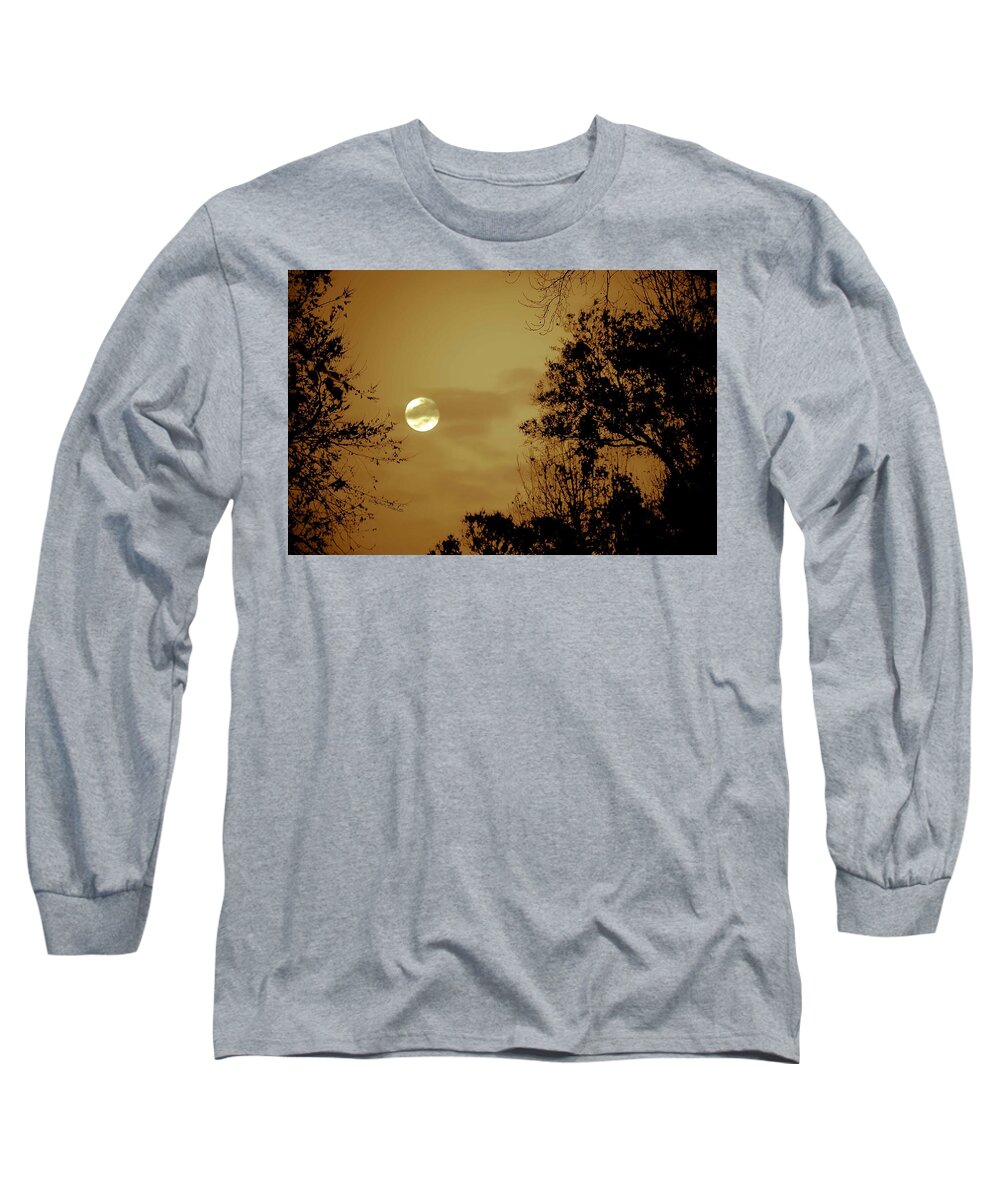 Moon Long Sleeve T-Shirt featuring the photograph Yesteryears Moon by DigiArt Diaries by Vicky B Fuller