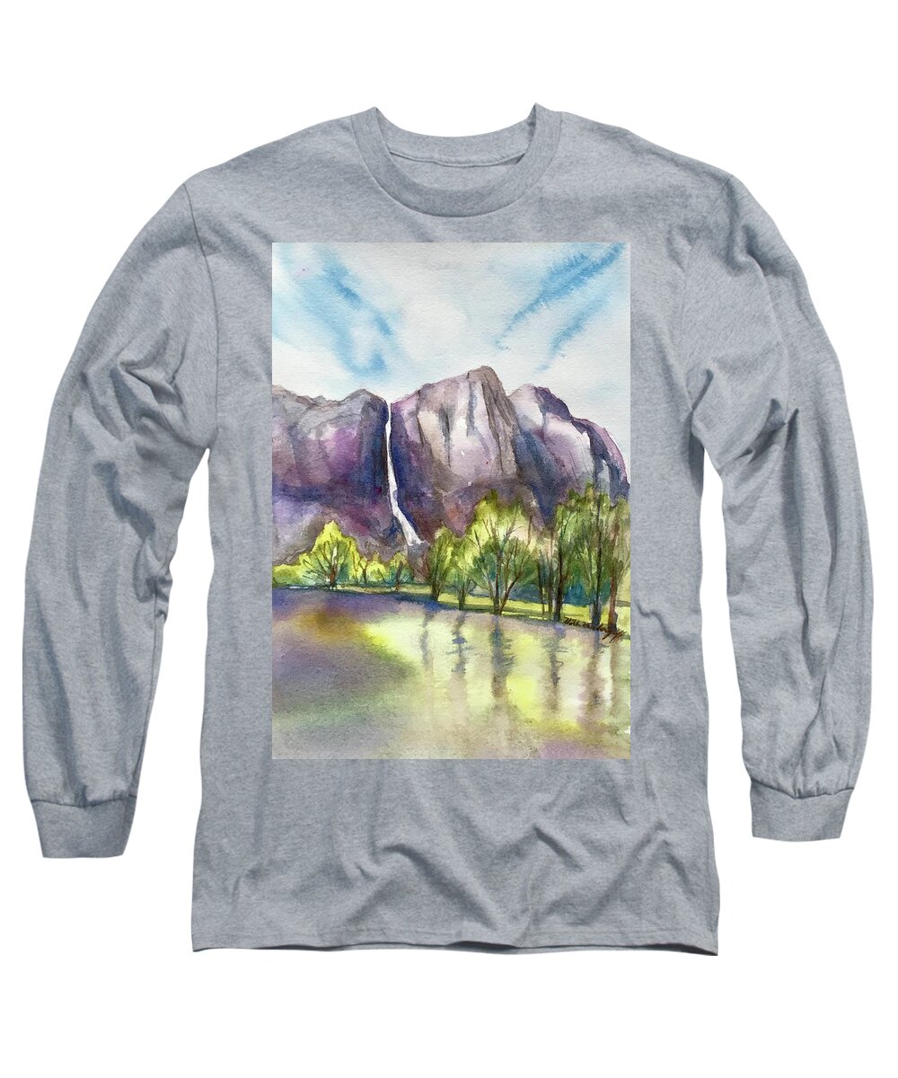 Yosemite Long Sleeve T-Shirt featuring the painting Yosemite by Hilda Vandergriff
