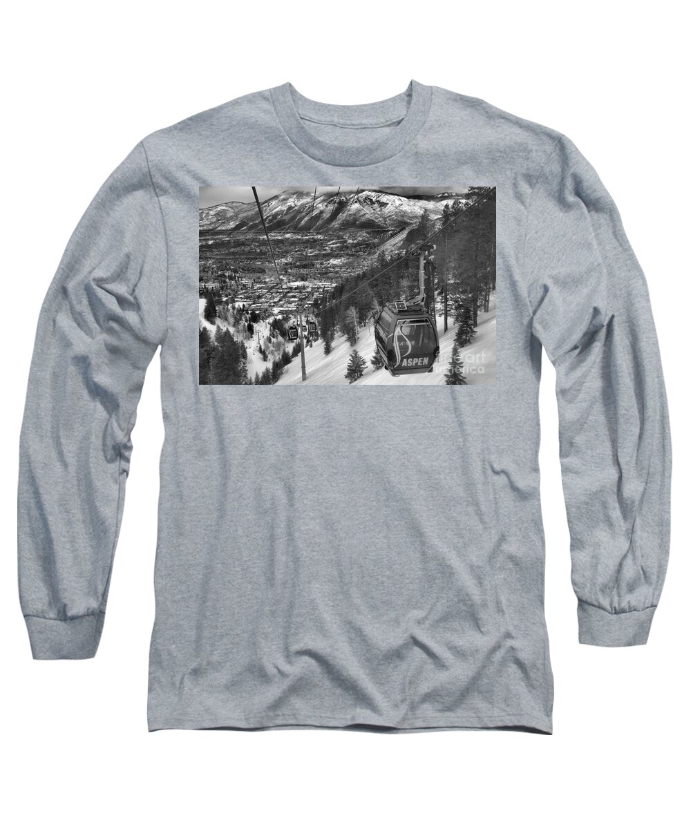 Aspen Gondola Long Sleeve T-Shirt featuring the photograph Gondola Over Aspen #1 by Adam Jewell