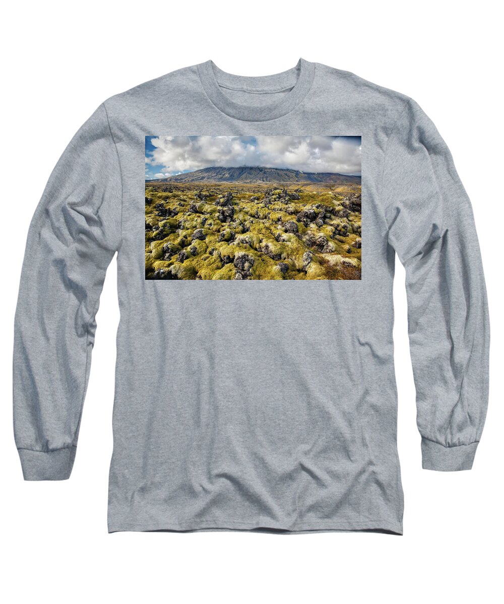Iceland Long Sleeve T-Shirt featuring the photograph Lava Field of Iceland by David Letts