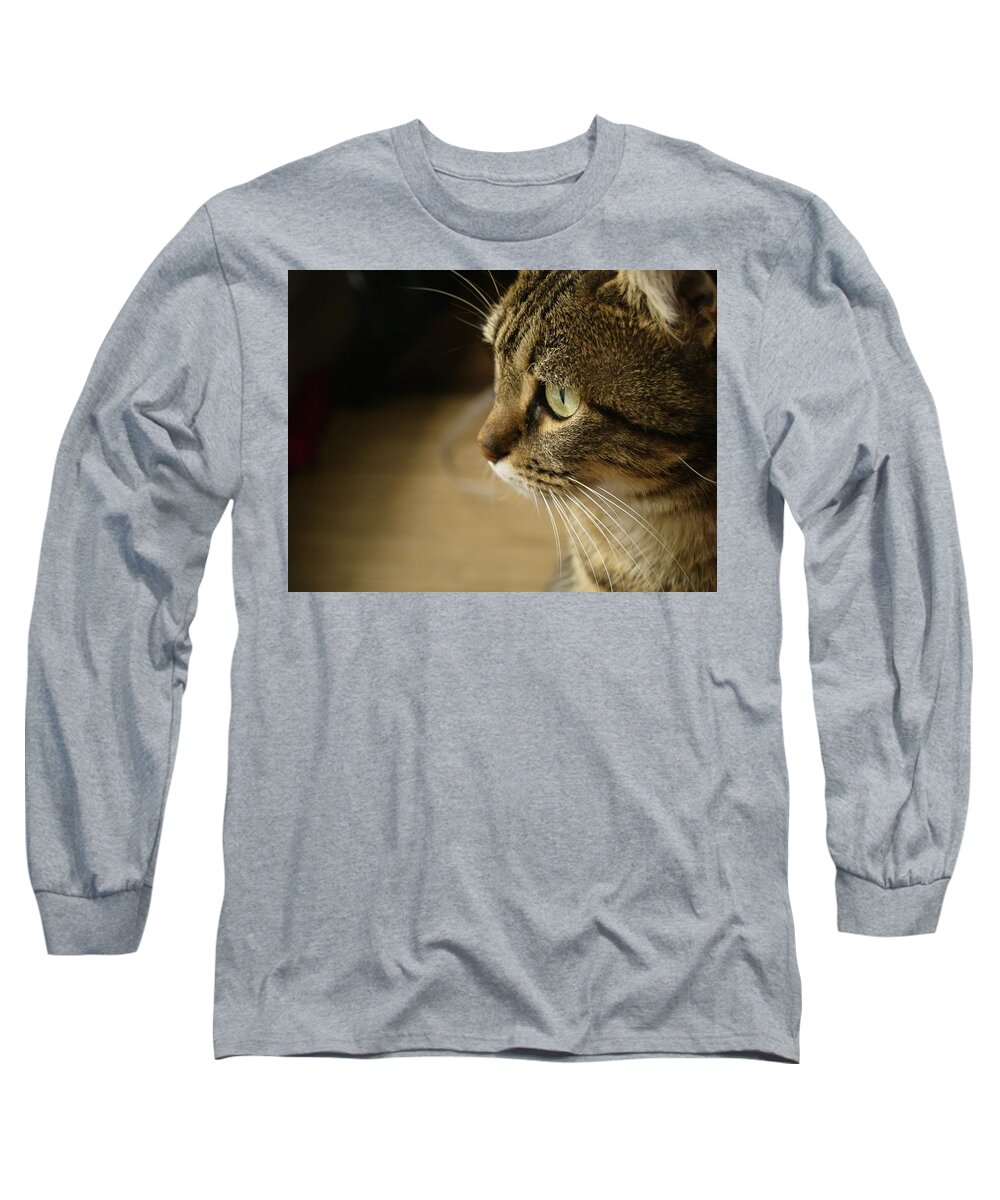 Cat Long Sleeve T-Shirt featuring the photograph Minouche #1 by Christine AVIGNON