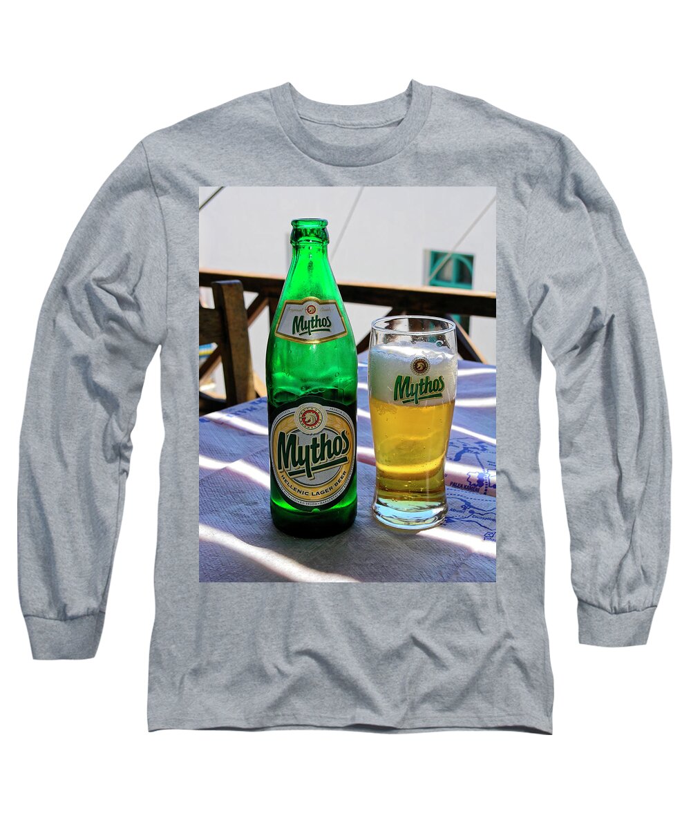 Mythos Beer Long Sleeve T-Shirt featuring the photograph Mythos Beer by Sally Weigand